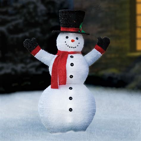 Battery operated (3 aa not included). Pre-Lit Pop Up Snowman