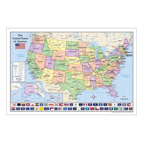 American Geographics Laminated U S Map With State Flags X