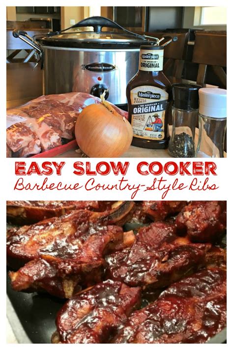 Easy Slow Cooker Barbecue Country Style Ribs Sweet Little Bluebird