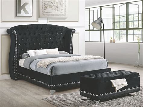 Barzini Black Upholstered King Upholstered Platform Bed From Coaster