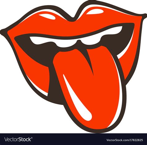 Lips Mouth Protruding Tongue Symbol Or Icon Vector Image