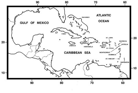 Caribbean Outline Map Riset