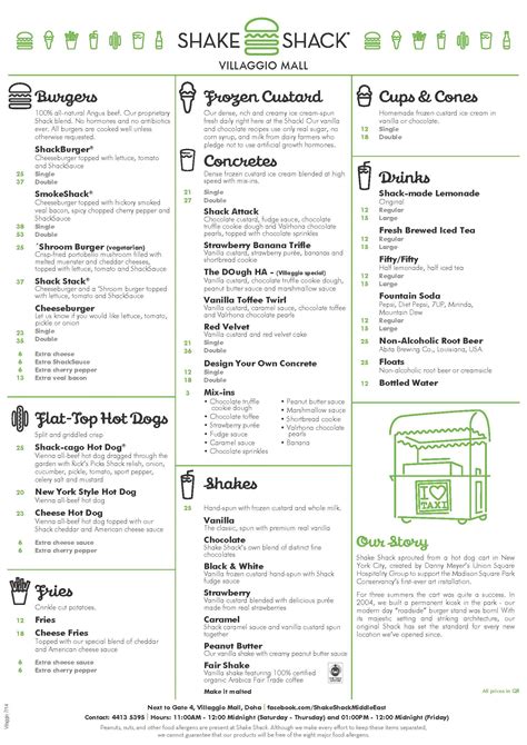 You must know about the latest food price like a. Shake Shack, Villagio Mall - QatarEating