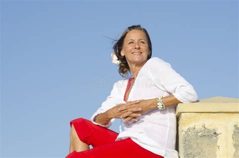 confident relaxed mature woman isolated outdoor stock image image of aged beauty 28525607