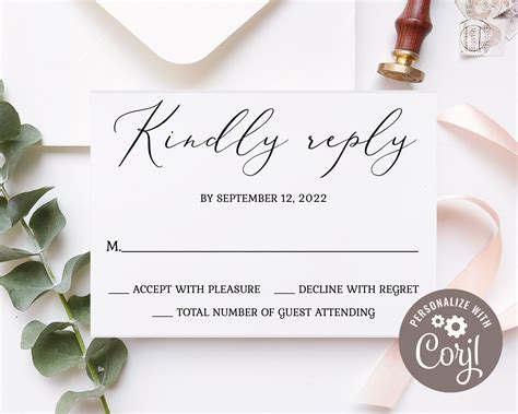 Rsvp Card Template Wedding Response Cards Printable Wedding Etsy Wedding Response Cards