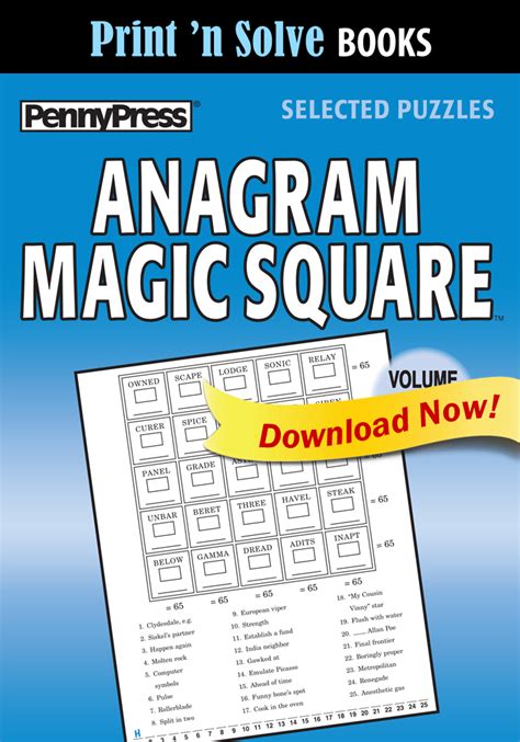 Print ‘n Solve Books Anagram Magic Square Penny Dell Puzzles