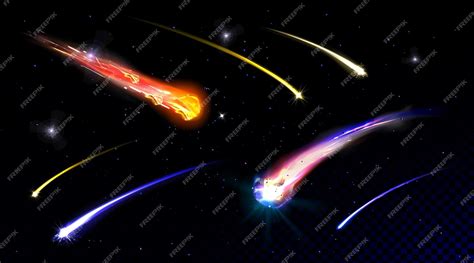 Free Vector Star Shooting Comets In Starry Sky Or Deep Space Falling