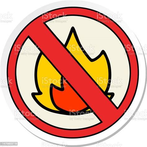 Autocollant Dun Joli Dessin Animé No Fire Allowed Sign Vecteurs Libres