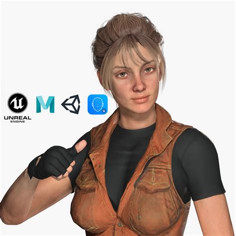 3d Model Realistic Women Modular Character Female F1 Vr Ar Low Poly