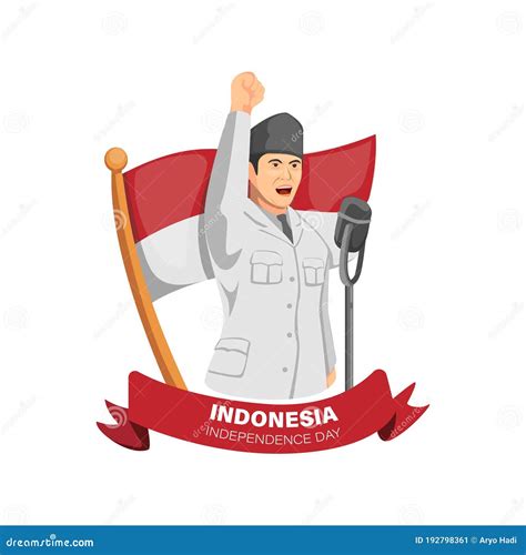 Indonesia Independence Day With Figure Of Bung Karno First President Of