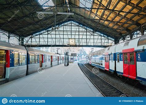 St Lazare Train Station In Paris France Empty Of Travelers Editorial
