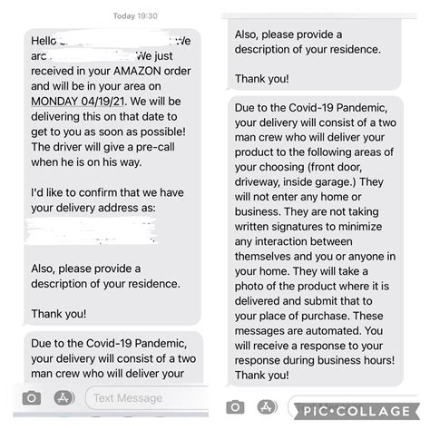 Amazon Delivery Text Message With Accurate Information But No Package Expected Info In