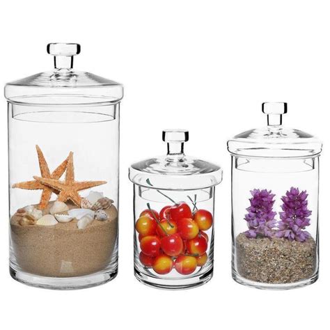 Clear Decorative Glass Jars With Lids Set Of 3 Myt Enterprise Llc