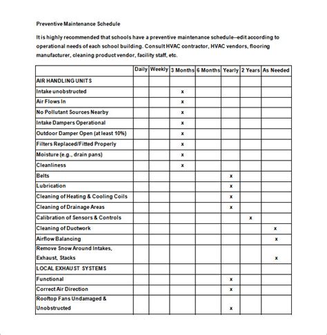 Checklist template samples home maintenance schedule excel. Preventive Maintenance Schedule Template Excel - task list ...