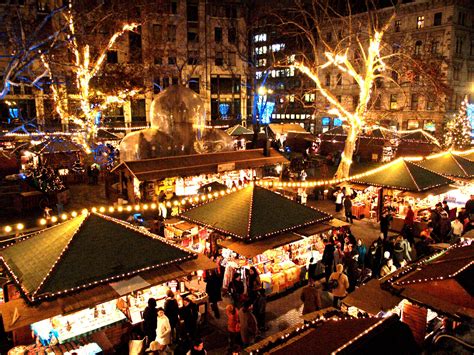 Christmas Market In Budapest Hungary Vörösmarty Square Christmas