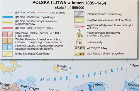 Unia Polski Z Litwą Państwa Jagiellonów Dwustronna Mapa ścienna W