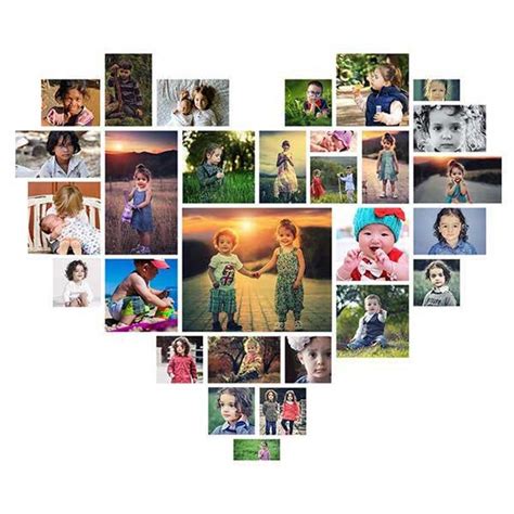 Heart Shaped Photo Collage Template Wall Frames 29picture Etsy In