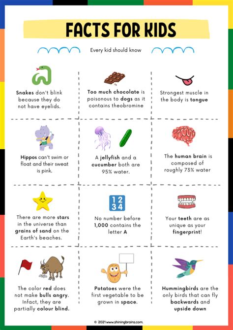 Random Facts For Kids Free Fun Facts Printable Shining Brains