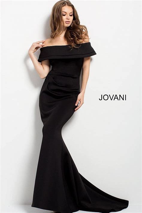 Jovani Off The Shoulder Scuba Gown Jovani Cloth Black Tie Event Dresses Off The Shoulder