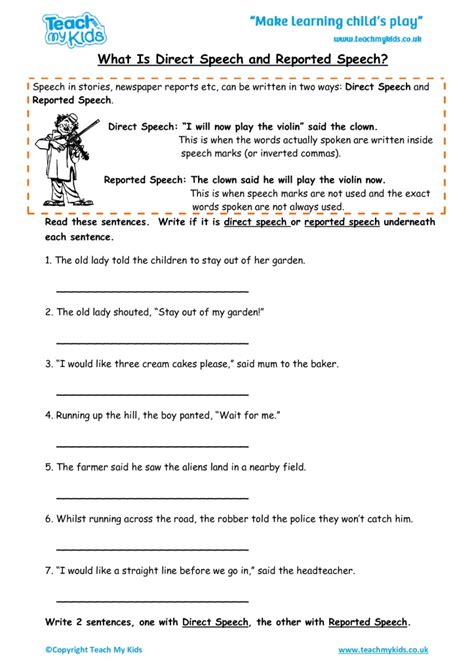 Direct And Indirect Speech Worksheets For Grade Your Home Teacher Grade Grammar Lesson