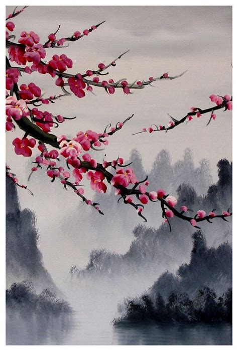 Art De La Fleur De Cerisier Murale Fleur De Cerisier Art Japonais Fleur De Cerisier Impression