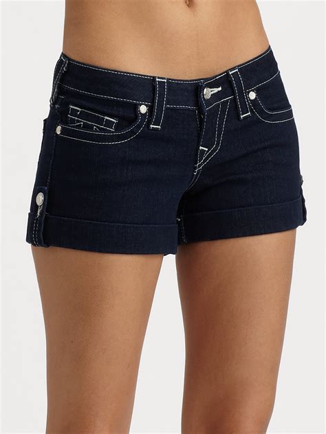 Lyst True Religion Jess Pave Denim Shorts In Blue
