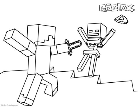 Roblox Coloring Pages Steve and Skeleton - Free Printable Coloring Pages