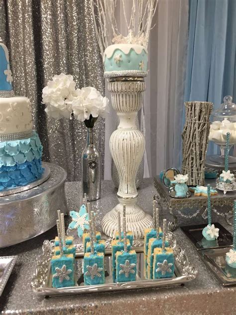Christmas winter wonderland party decorations. Snowflake treats at a winter wonderland birthday party ...