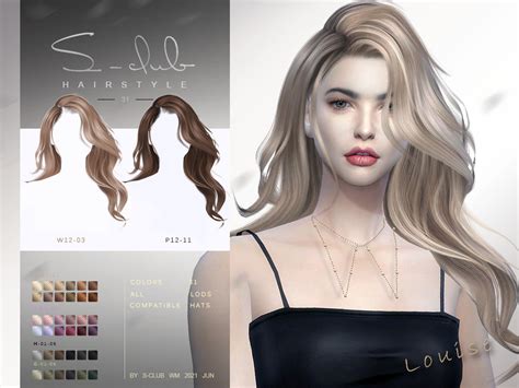 Mi Long Hair Wavy Hair For Female Louise By S Club At Tsr Sims 4