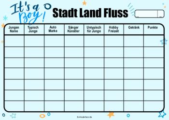 Stadt Land Fluss, It's a Boy | PDF-Vorlage