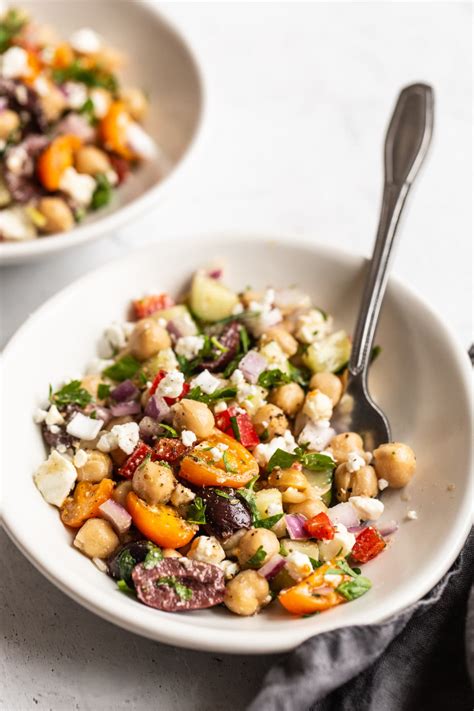 This Greek Chickpea Salad Is Loaded With Veggies Feta And Fresh Herbs