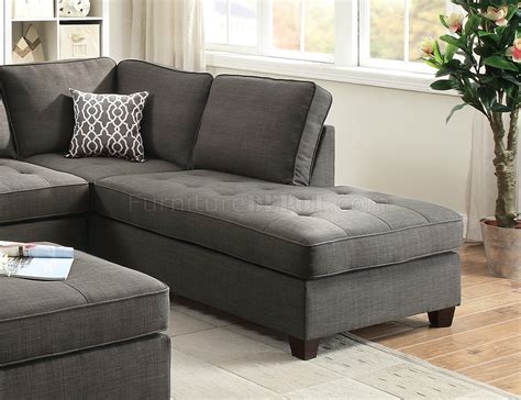F6988 Sectional Sofa In Ash Black Fabric By Boss