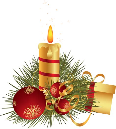 Decorate your home with the things you love most. Christmas Candle with Gift and Baubles PNG Image - PurePNG ...