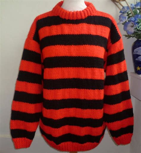 Hand Knitted Chunky Round Neck Dennis The Menace Style Jumper By