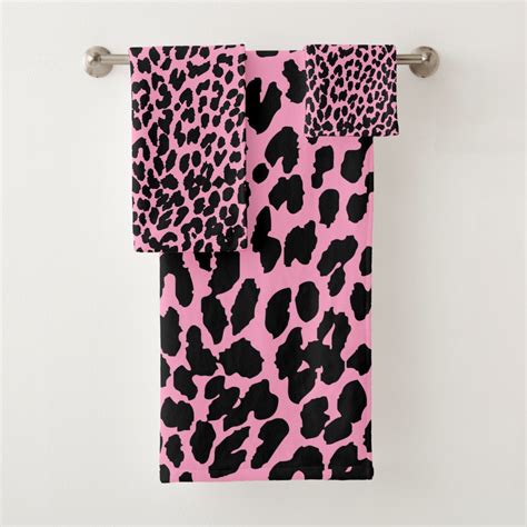Custom Color Leopard Animal Print Bath Decor Bath Towel Set Zazzle
