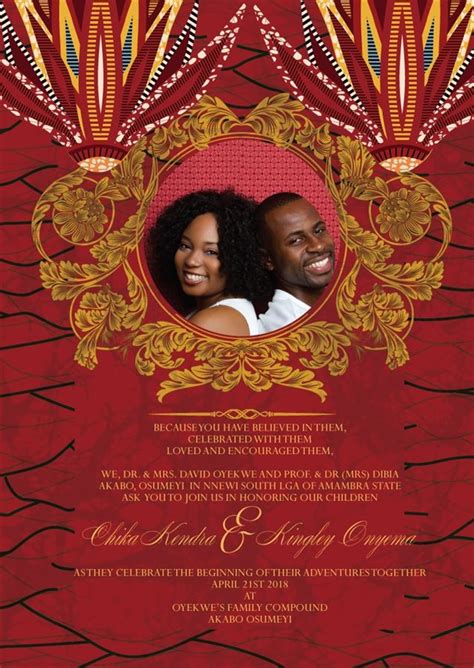 Printable African Wedding Invitation Card Nigeria Igbo Traditional