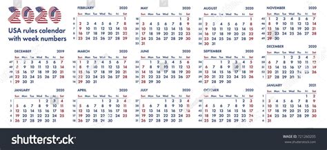 2020 Calendar With Week Numbers In Pdf Template Calendar Design
