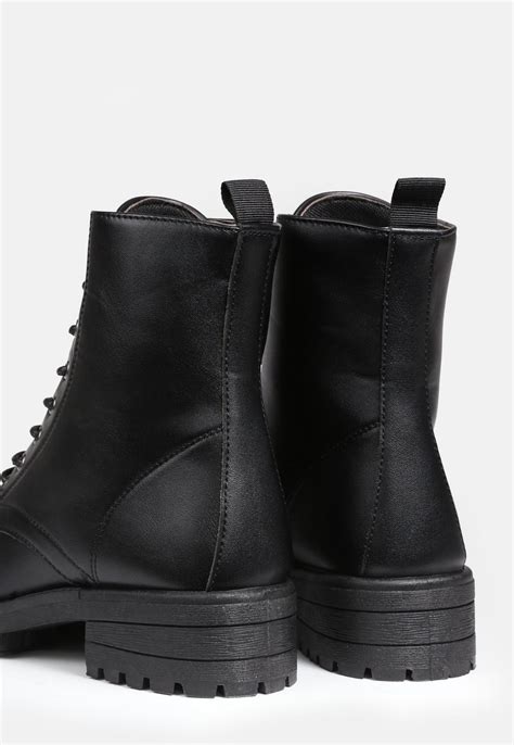 Black Wide Fit Lace Up Ankle Boots | Missguided
