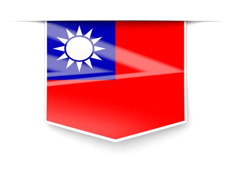 The formosan flag had a tiger on a plain blue filed with azure clouds below it. Square label. Illustration of flag of Taiwan