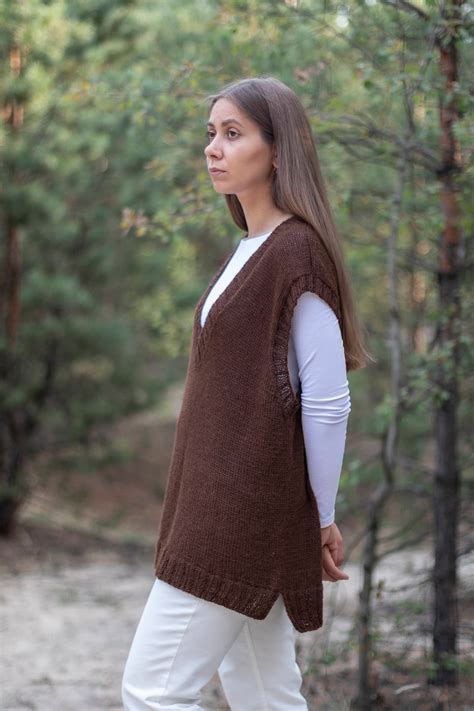 wool knit vest knitted vest for women knitted long vest etsy