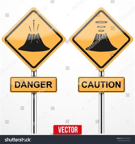 Warning Road Signs About Dangers Volcano Stock Vektor Royaltyfri
