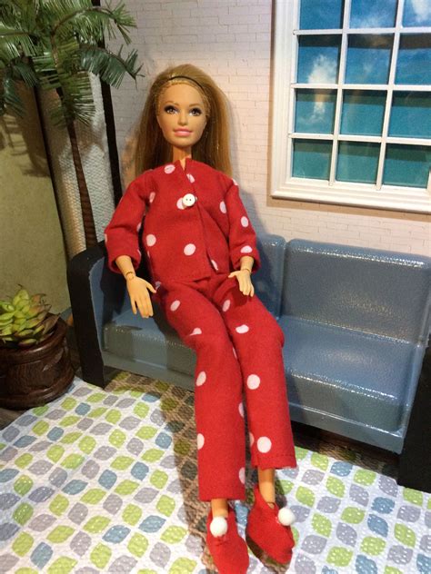 Barbie Doll Size Flannel Pajamas Pjs Outfit Winter Pajama Etsy Flannel Pajamas Winter