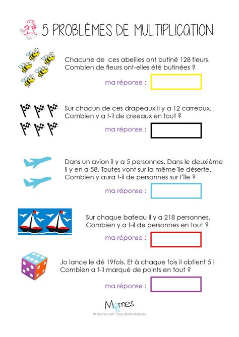 5 Problèmes De Multiplications Pour Le Cm1