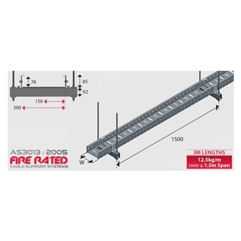 Fire Rated Cable Tray 300mm W X 3000l 125kg