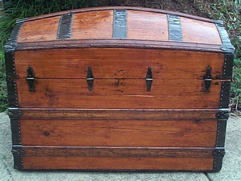 554 Restored Navy Shadow Box Idea Dome Top Antique Trunk Pirate Chest