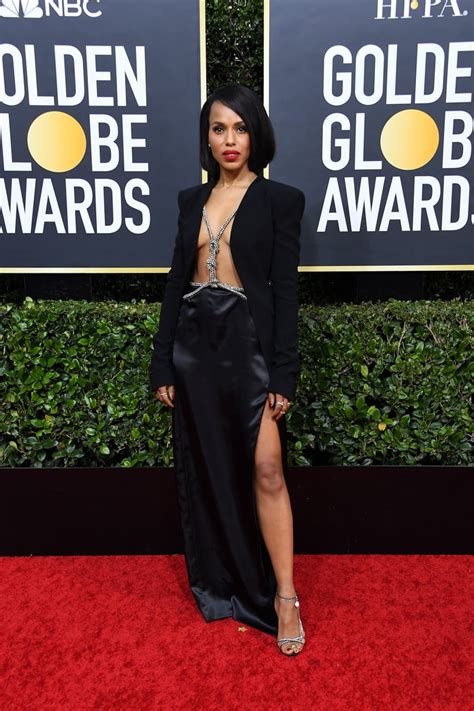 Kerry Washington S Bra Less Blazer And Silk Skirt At The Golden Globes The Most