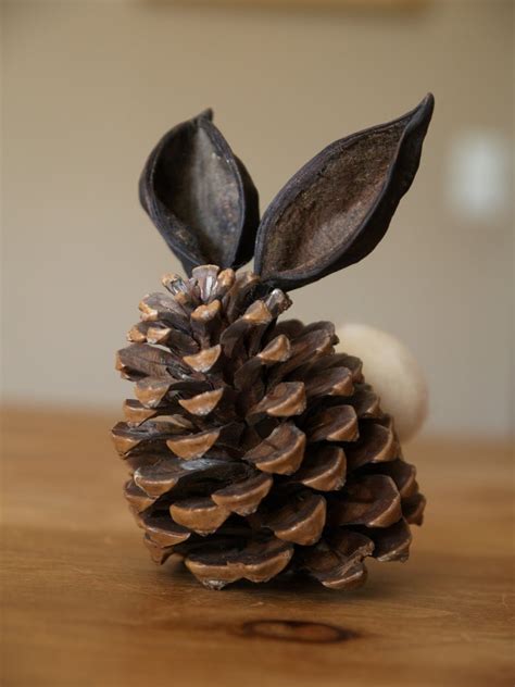 33 easy pine cone crafts to spruce up your home this holiday season. Pine Cone Bunny. - The Magic Onions
