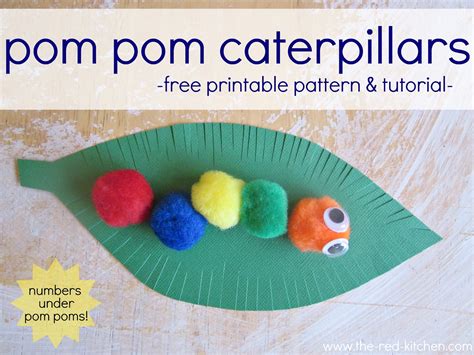 The Red Kitchen Pom Pom Caterpillars Free Printable Pattern And Tutorial