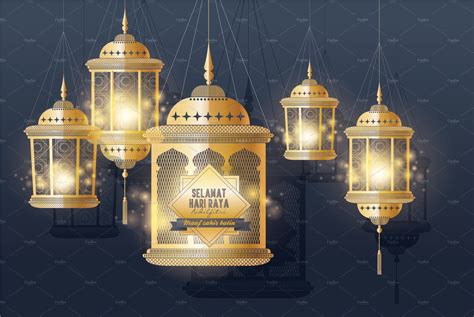 Hari Rayaeid Mubarak Lantern Custom Designed Illustrations