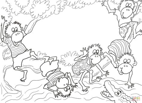 Download Five Little Monkeys Sitting in a Tree coloring page | Free Printable Coloring Pages